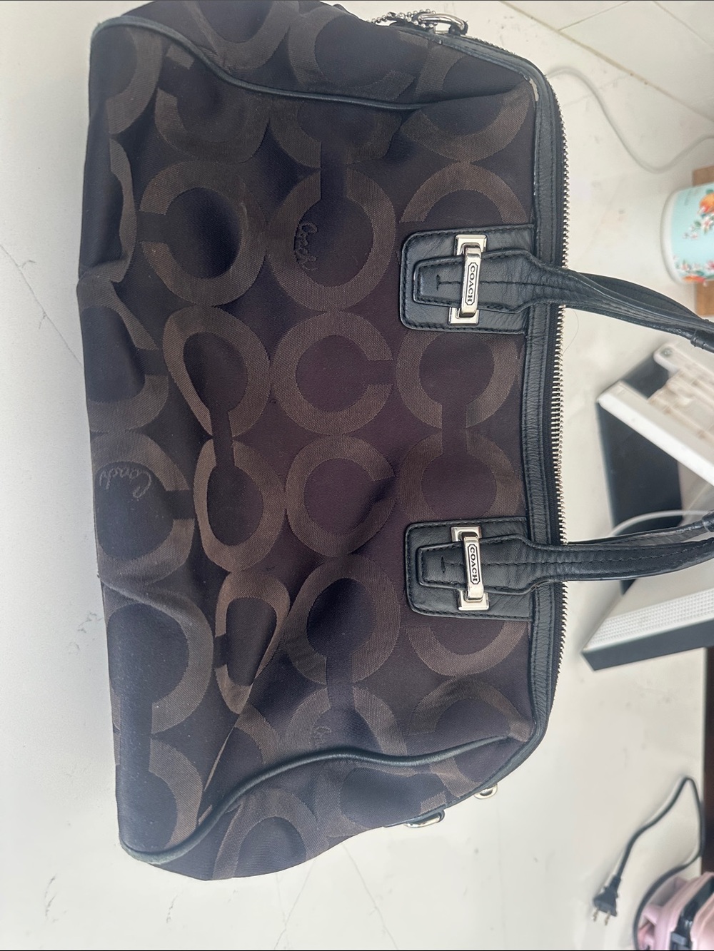 Coach Taylor Op Art Satchel (Style F25503) - Picture 4 of 6